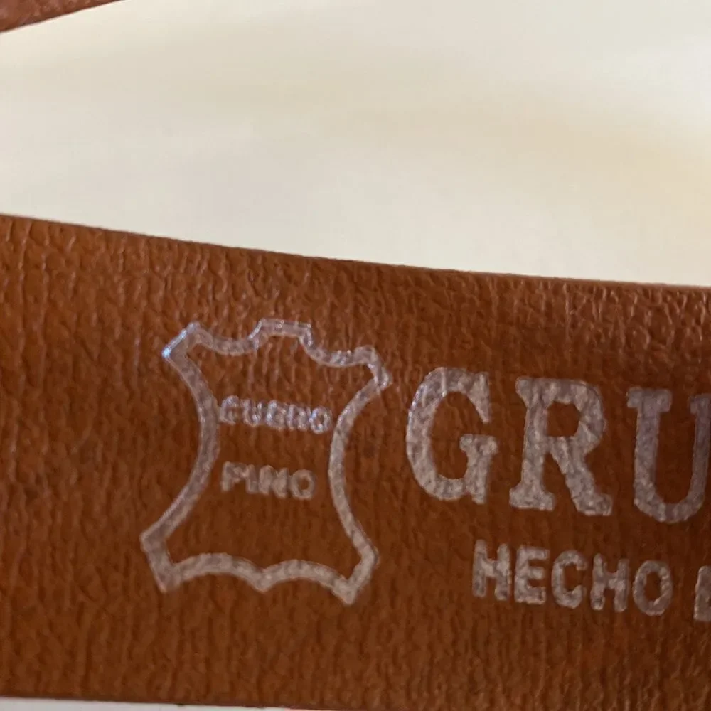 Nazca Lines Designs Men's Genuine Leather Cognac Belt